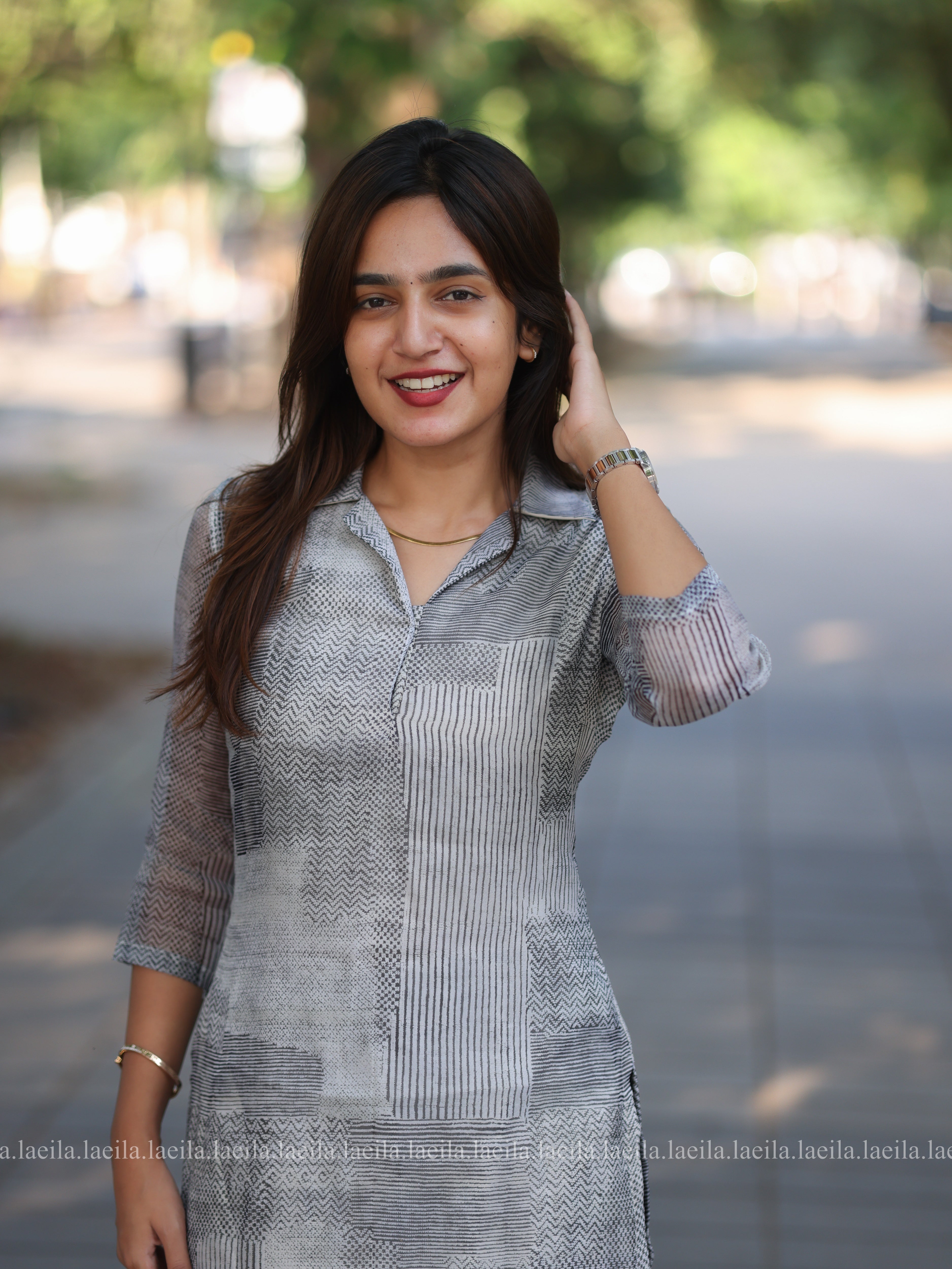 Grey Organza Top